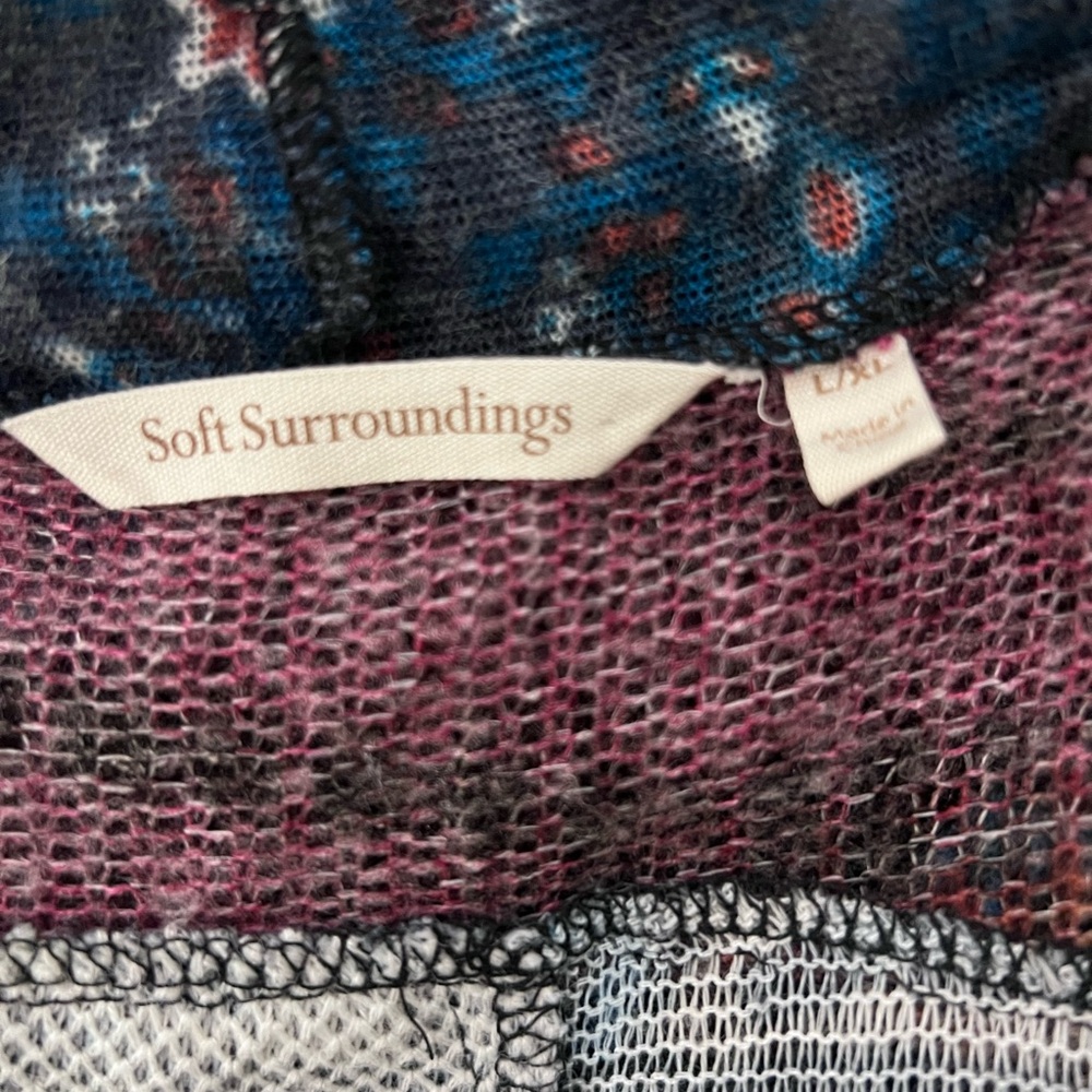 Soft Surroundings Stylish Blue Patterned Long Vest - image 2